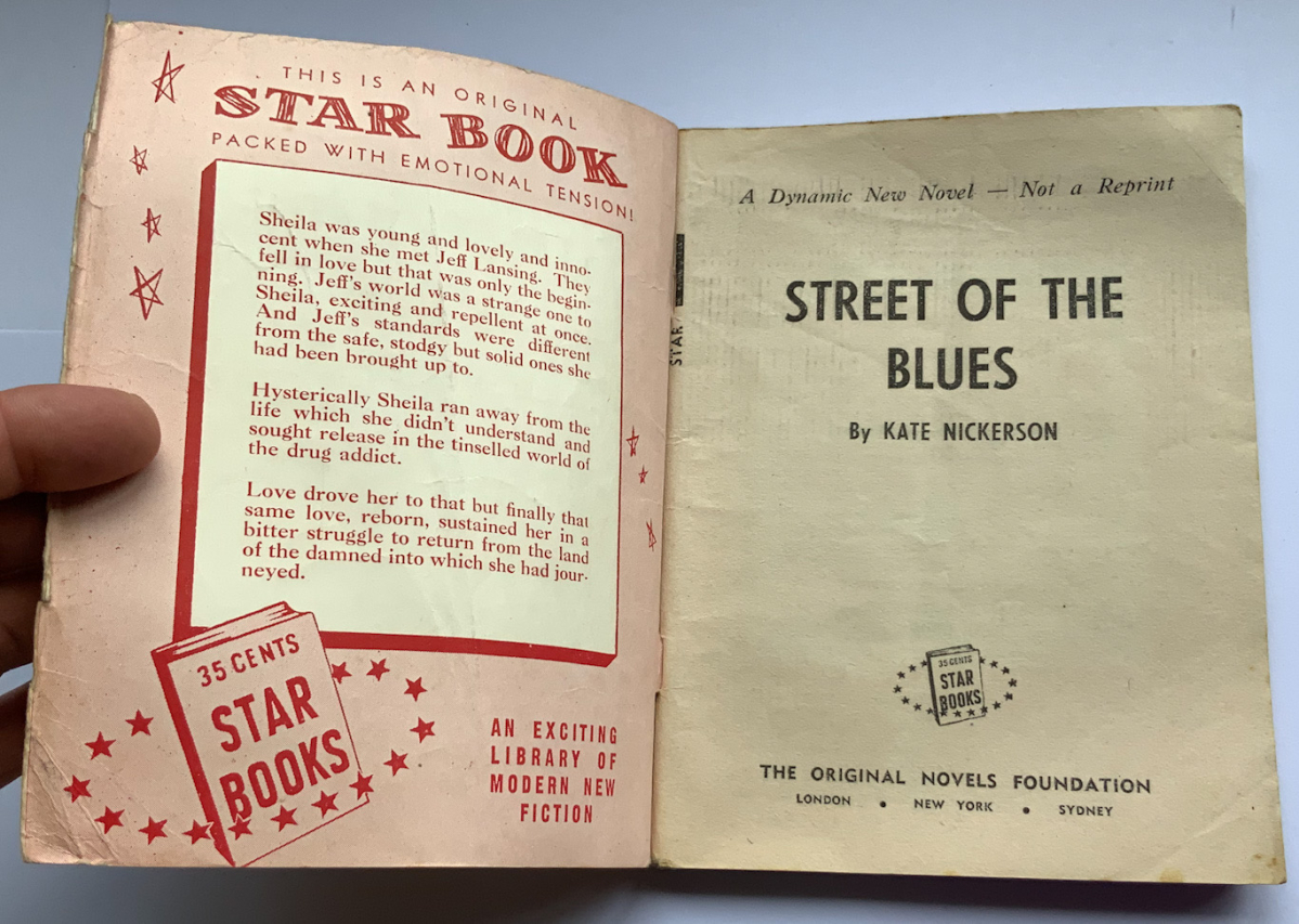 STREET OF THE BLUES Australian crime romance pulp fiction book by Kate Nickerson 1954